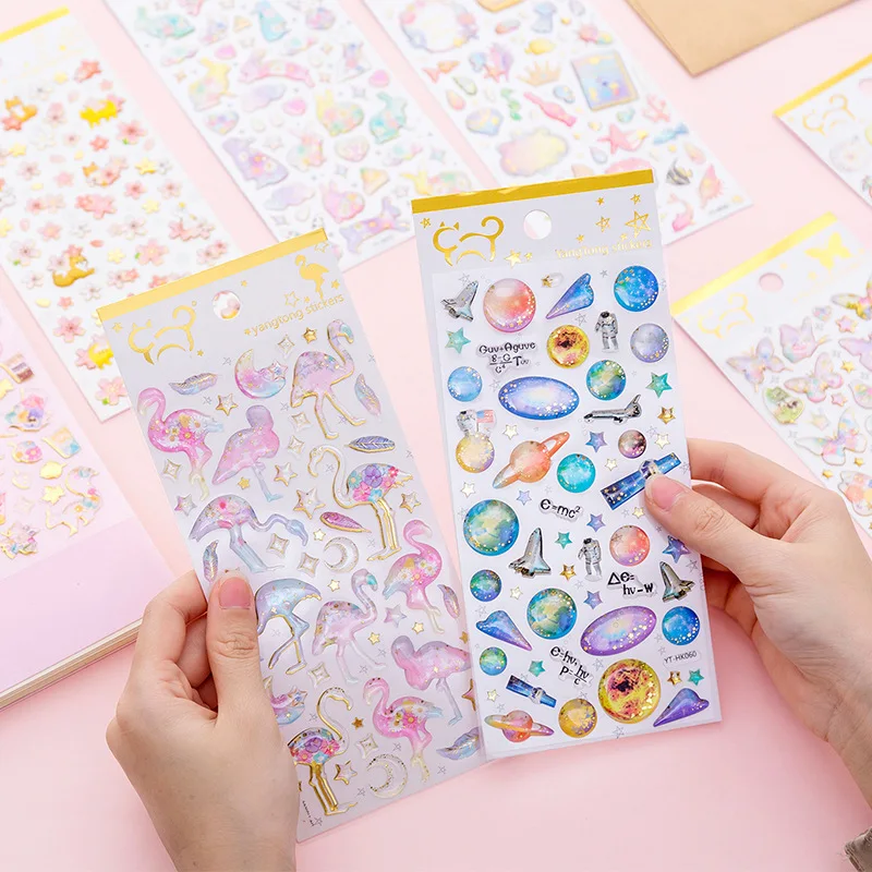 

Creative Cartoon Cute Stereo DIY Crystal Sticker Handmade Adhesive Paper Flake Mobile Phone Case Sticker Scrapbooking Stationery