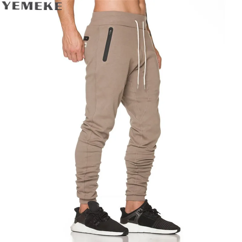 YEMEKE Men full sportswear Pants Casual Elastic cotton
