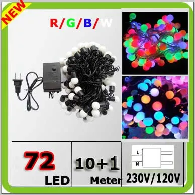 

Top quality 110V 220V 230V 120V 11M waterproof outdoor multi-color LED ball lights Christmas holiday wedding party decoration