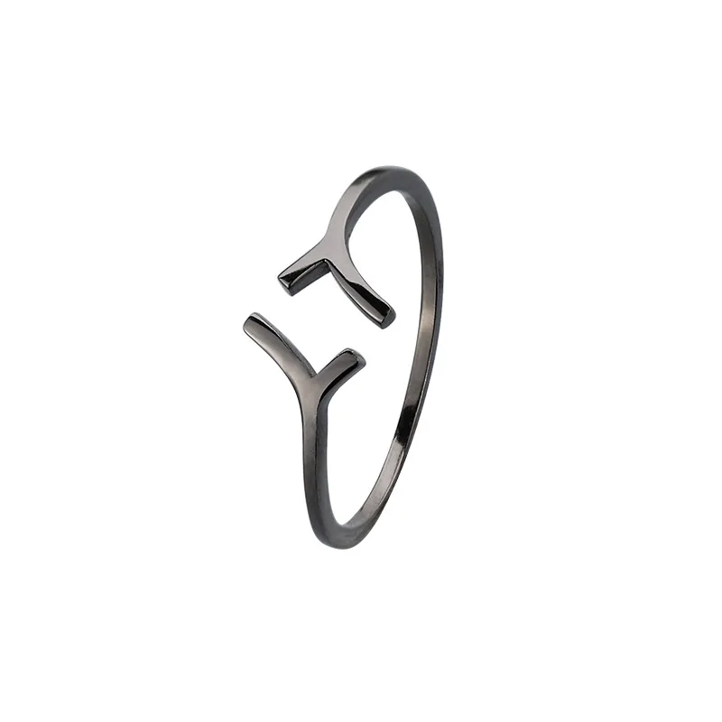 

XIYANIKE 925 Sterling Silver Simple Black Twig Ring Open Adjustable Black Geometric Line Rings Statement Jewelry Fow Women Gifts