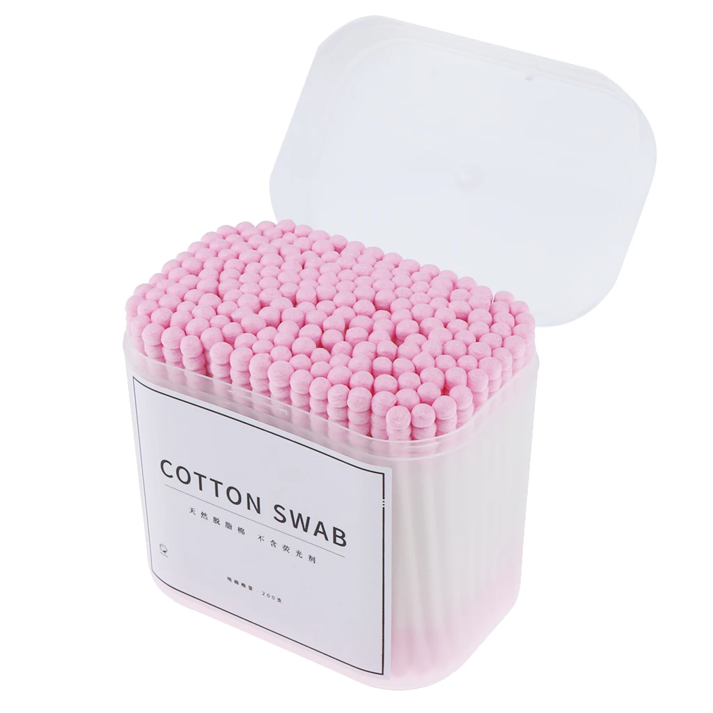 200 Pieces Tight Double Head Buds Makeup Remover Cotton Swab Ear Cleaning Tools Wooden Handle Double cotton heads