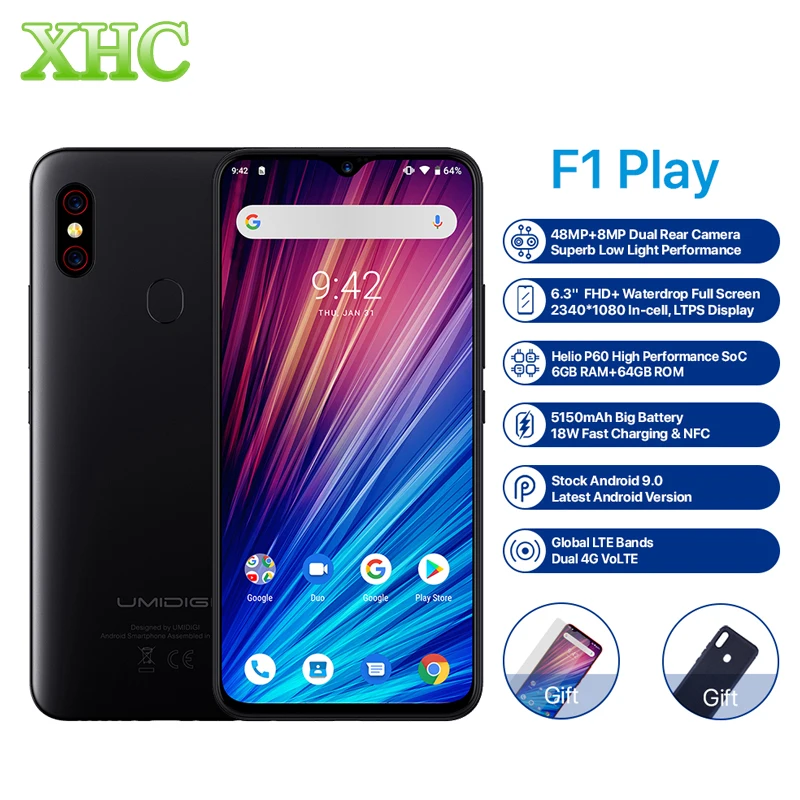 UMIDIGI F1 Play Android 9 0 48MP + 8MP 16MP камеры мобильный телефон 6 ГБ ОЗУ 64 Гб ПЗУ 3 дюймов FHD Helio P60