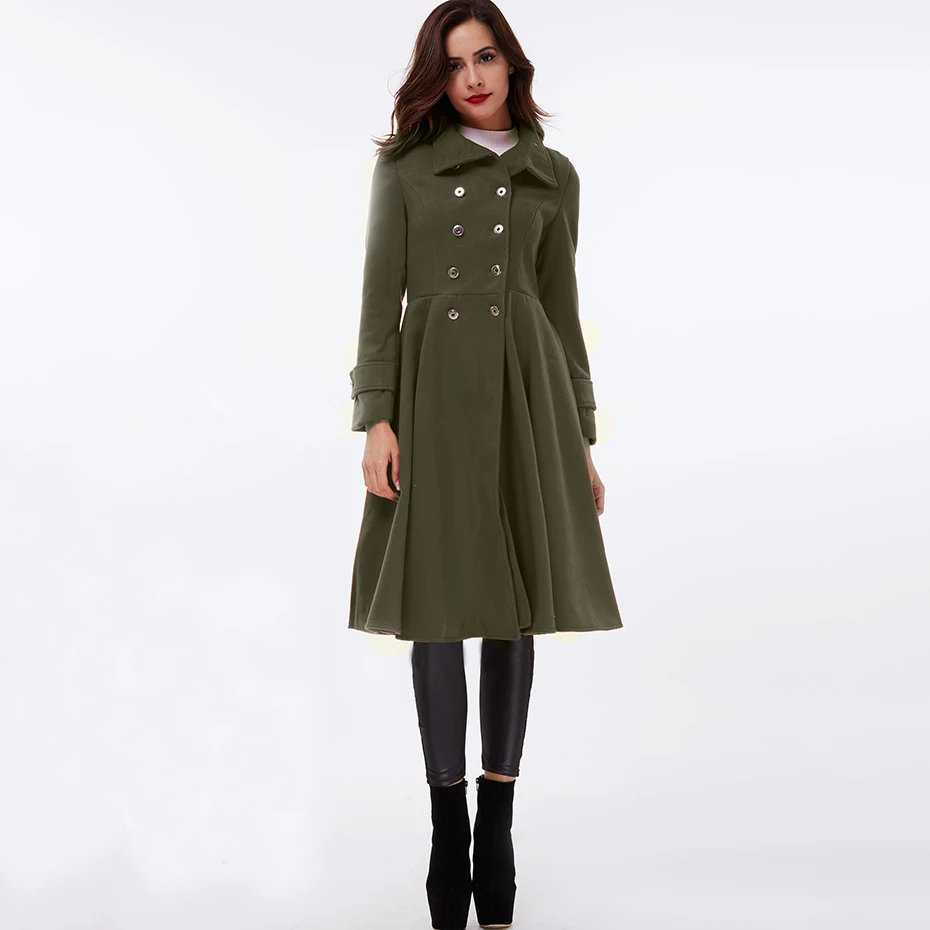 Winter Women Long Office Coat Elegant Office Double Button Classic