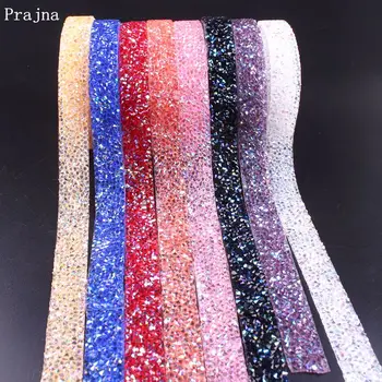 

Prajna 1 Yard Rhinestone Tape 1.5cm Sewing Trim Crystal Motif Strass Hot Fix Rhinestone Decoration Iron On Appliques For Dresses