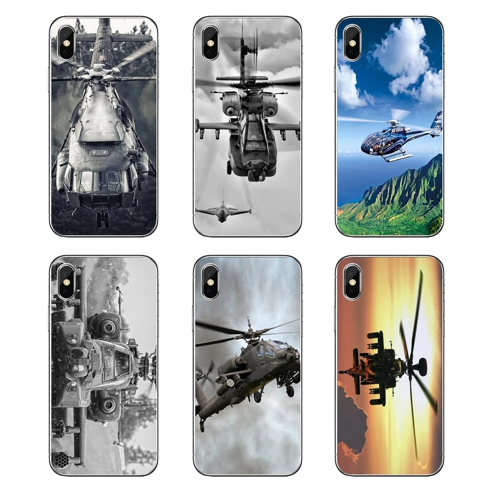 

For iPod Touch iPhone 4 4S 5 5S 5C SE 6 6S 7 8 X XR XS Plus MAX TPU Transparent Bag Case Apache Helicopters at sunset fighter US