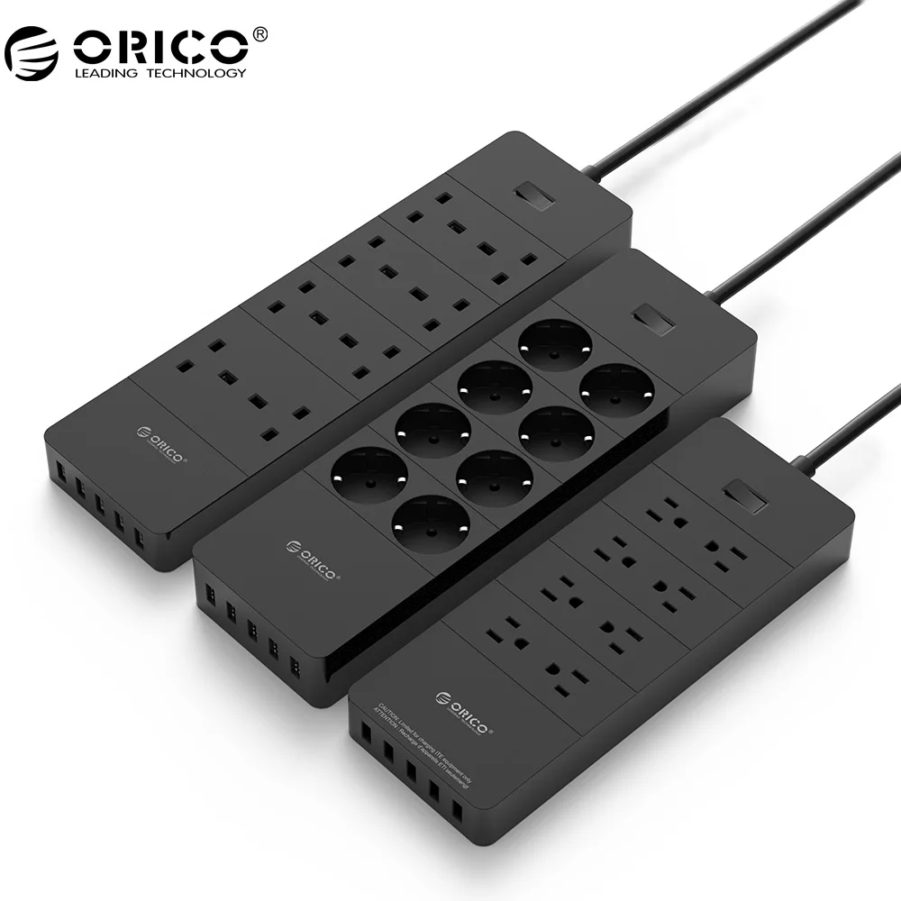 ORICO Power Strip Socket 8 Outlet With 5 USB Standard Extension Surge Protector Power Strip 5x2.4A USB Charger Ports HPC-V1 ORICO Power Strip Socket 8 Outlet With 5 USB Standard Extension Surge Protector Power Strip 5x2.4A USB Charger Ports HPC-V1