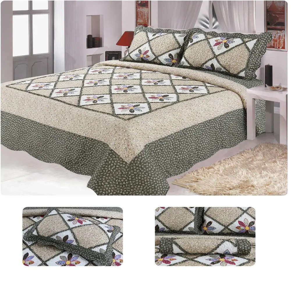 

Patchwork Bedspread Plaid Cotton Quilted King Size Ruffled Bedspread Pieces Pillowcase 220*240 160*210 Size Blanket Sheet Duvet