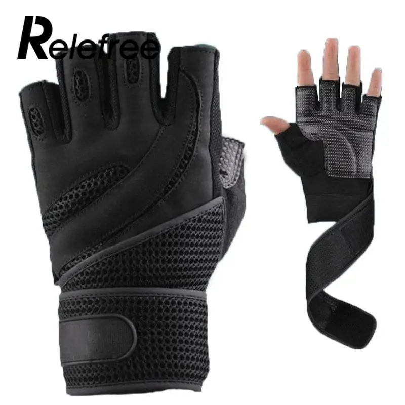 1 Pair Men Weightlifting Gym Training Sports Fitness Gloves Wrist Wrap