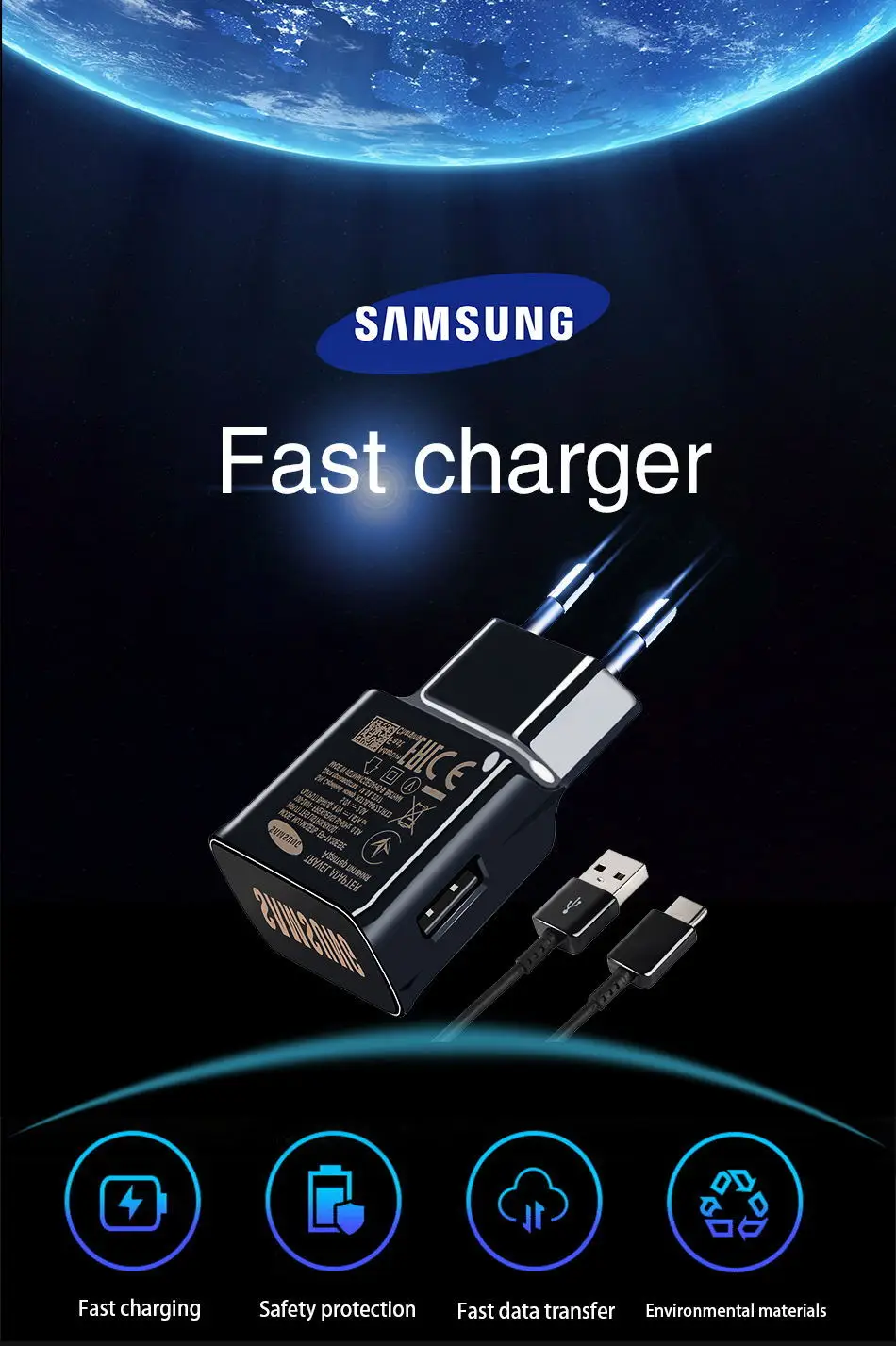 1Samsung Galaxy S9 S8 S8 Plus note 8 Original Adaptieve Fast Charger Travel Adapter EU ONS UK 9V1. 67A & 5V2A Quick Charger 3.0__