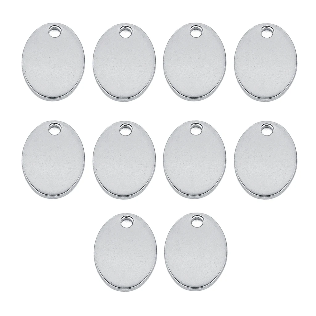 10 Pieces Metal Flat Oval Circle Blank Coin Stamping Charms Tag Pendants