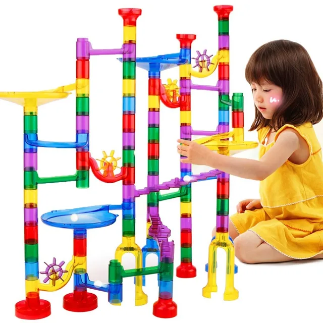 122pcs Creative DIY Marble Race Run Maze Balls Track Blocks Assembly House Construction Building Bricks Toy  Building Blocks 3