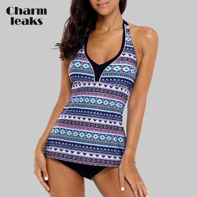 {Excellent|Wonderfull|Very Good|Very Recommended} Charmleaks Women Tankini Set Two Piece Swimwear Vintage Floral Printed Swimwear Tie Front Swimsuit Bikini Bathing Suit Cheap Offers