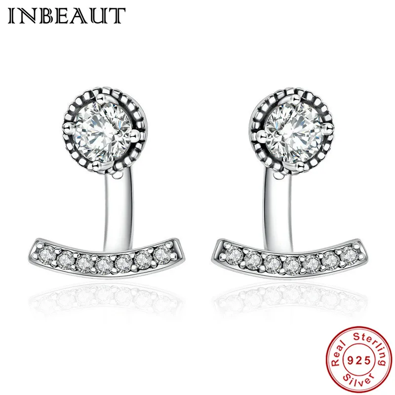 

INBEAUT New Trendy Design 925 Sterling Silver Stud Earrings Women Anti-allergy Creative Female Wedding Long Earrings Jewelry