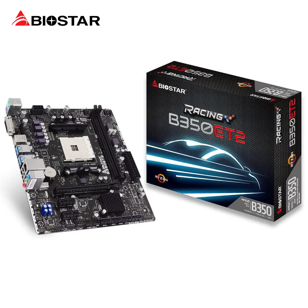 BIOSTAR Micro ATX Motherboard B350ET2 for AMD AM4 B350 Desktop Computer Motherboard Support 1400 CPU USB 3.0 SATA3 PCI-E 3.0 biostar new h110mlc desktop motherboard for intel core i5 i7 7700k 6700 cpu lga 1151 micro atx ddr4 2133 1866 computer mainboard