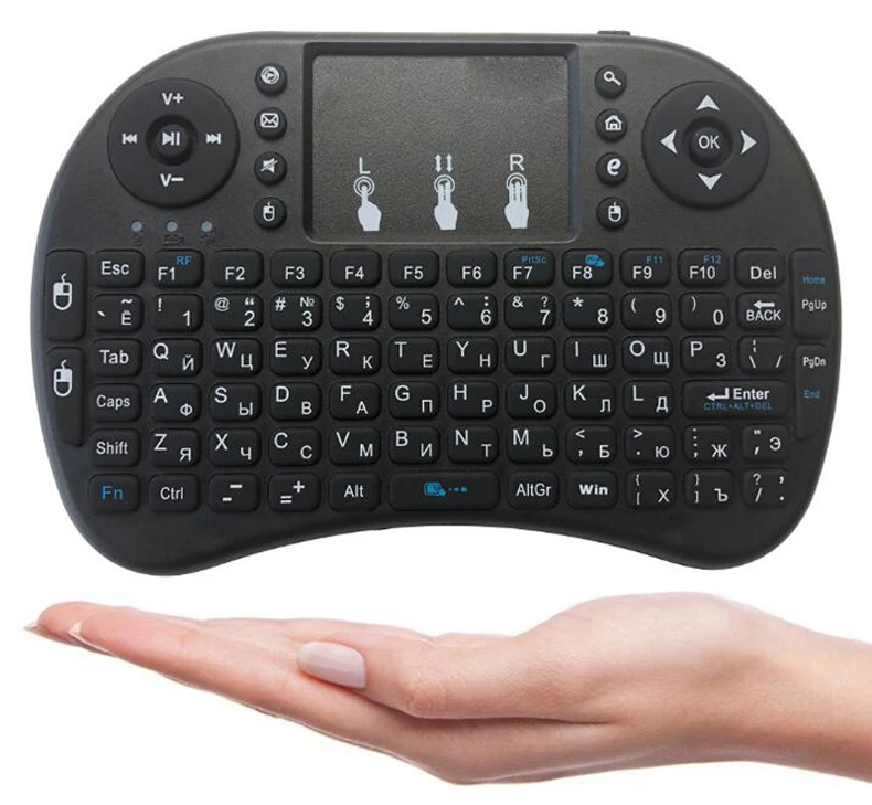 2,4G i8 Беспроводная клавиатура Мини английская русская испанская воздушная мышь с подсветкой с тачпадом для Android Smart tv Box PC ноутбук Xbox