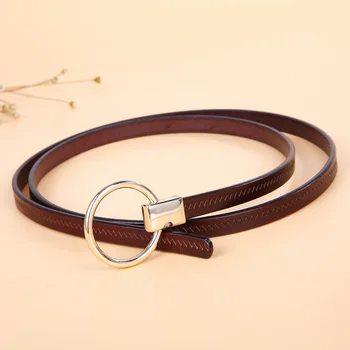 

2018 new women's round buckle belt high quality Women's strap genuine leather casual all-match Women brief leather belt