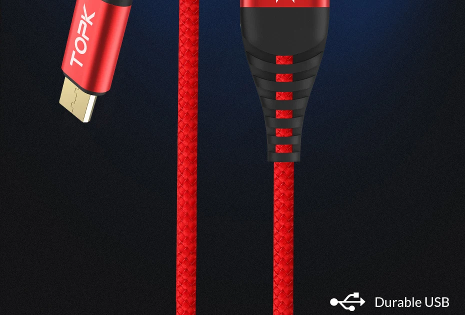 TOPK 1 м высокопрочный круглый кабель Micro USB кабель нейлоновый плетеный кабель для передачи данных для samsung Galaxy S7 край S6 Xiaomi Redmi Note 5 кабели для мобильных телефонов
