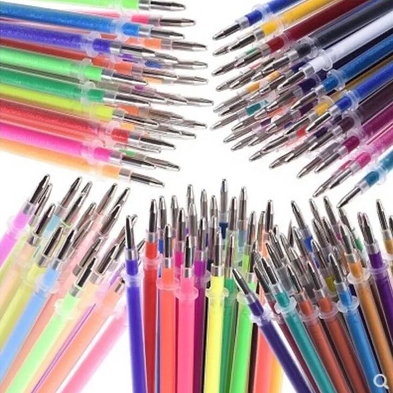 

12pcs Color Gel Pen Refills Set Glitter Multi Colored Painting Writing Pen Refill Rod for handle school supplies Stationery Tool
