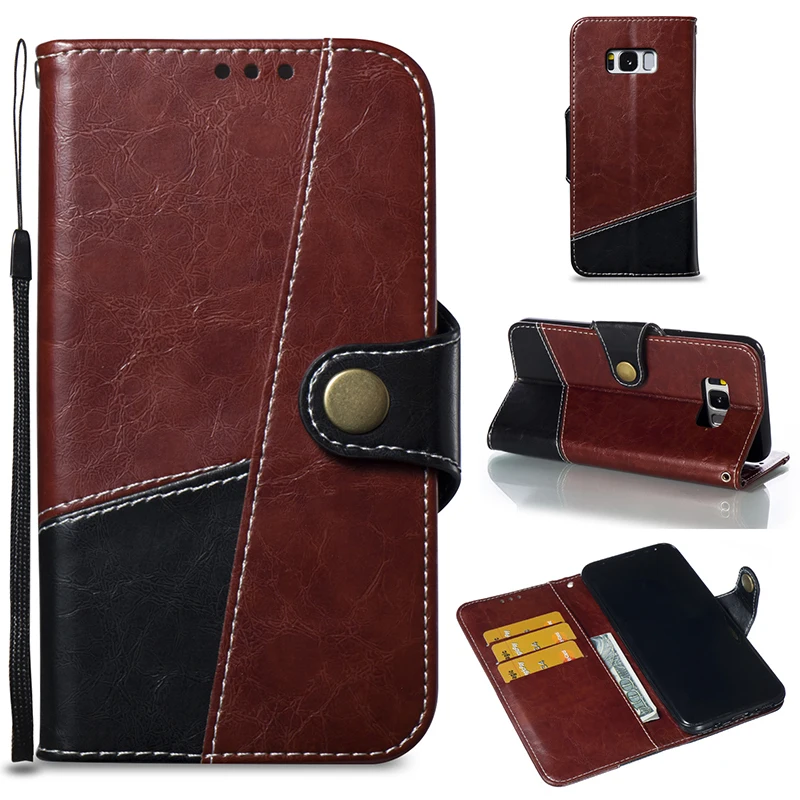 

Genuine Leather Case for Samsung Note9 S8 S8Plus S7edg S9Plus Note8 Flip Wallet Stand Design with Card Slot Retro PU Phone Case