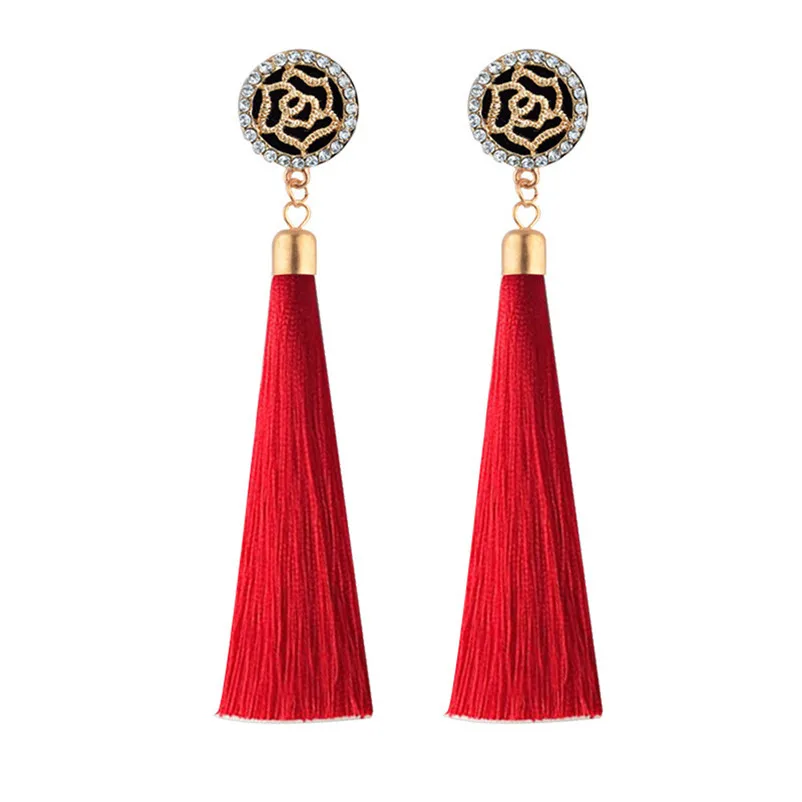 2018 Trendry Earrings for women Tassel Earrings Bohemian Long  Rose Flower Dangling Earrings Jewelry for gift Brincos J05#N (4)