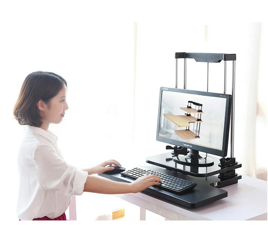 ^Cheap 3Layer Computer Desk Holder Creative Black Easy Up Height Adjustable Standing Desk Notebook Laptop Sit Stand Up Table With Tray ^Cheap 3Layer Computer Desk Holder Creative Black Easy Up Height Adjustable Standing Desk Notebook Laptop Sit Stand Up Table With Tray