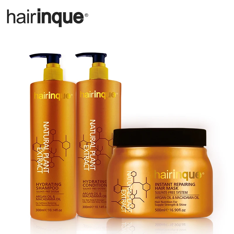 HAIRINQUE sulfate free system набор для ухода за волосами шампунь и кондиционер для волос и маска для волос с аргановым маслом и маслом ореха маадамии