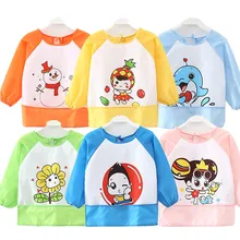 Детские Мультяшные нагрудники с милым животным принтом, фартук для кормления малышей, нагрудники с длинным рукавом, художественный халат, водонепроницаемая одежда для поедания