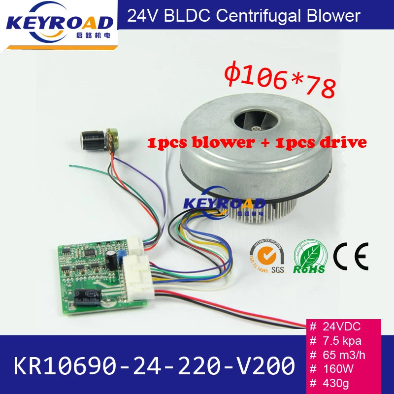 160 Вт 24 В 7.5kPa низкий уровень шума высокое давление BLDC центробежный вентилятор+ 1 шт. контроллер привода для плантатора или промышленного удаления пыли