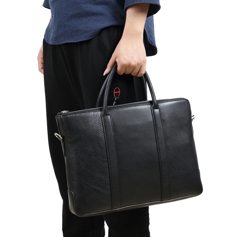 Woonam Men Briefcase Highend Luxury Men Bag Top Grain Genuine Calf