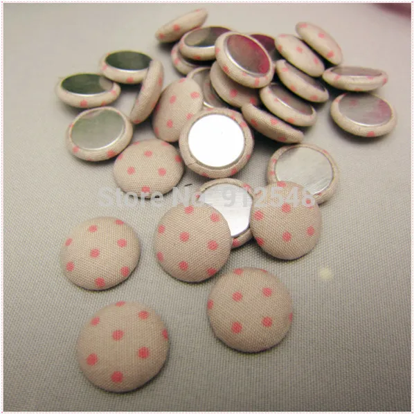50pcs/lot 15mm DOT Fabric Covered flat back Buttons, Cloth Covered