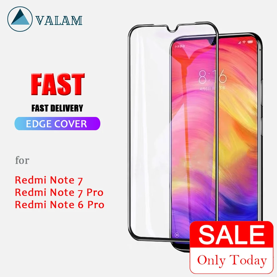 

VALAM 9D Tempered Glass Screen Protector For Xiaomi Redmi Note 7 Pro Cover Full Body Redmi Note 6 Pro Note 7 Protective Glass