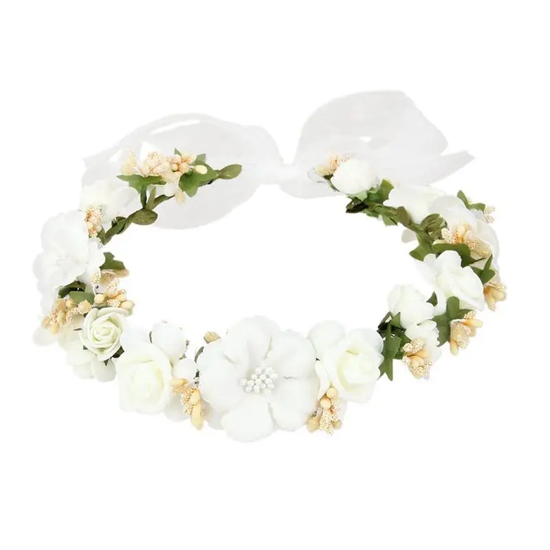 Flower Garland Handmade Wedding Party Ribbon Headband Floral Flower