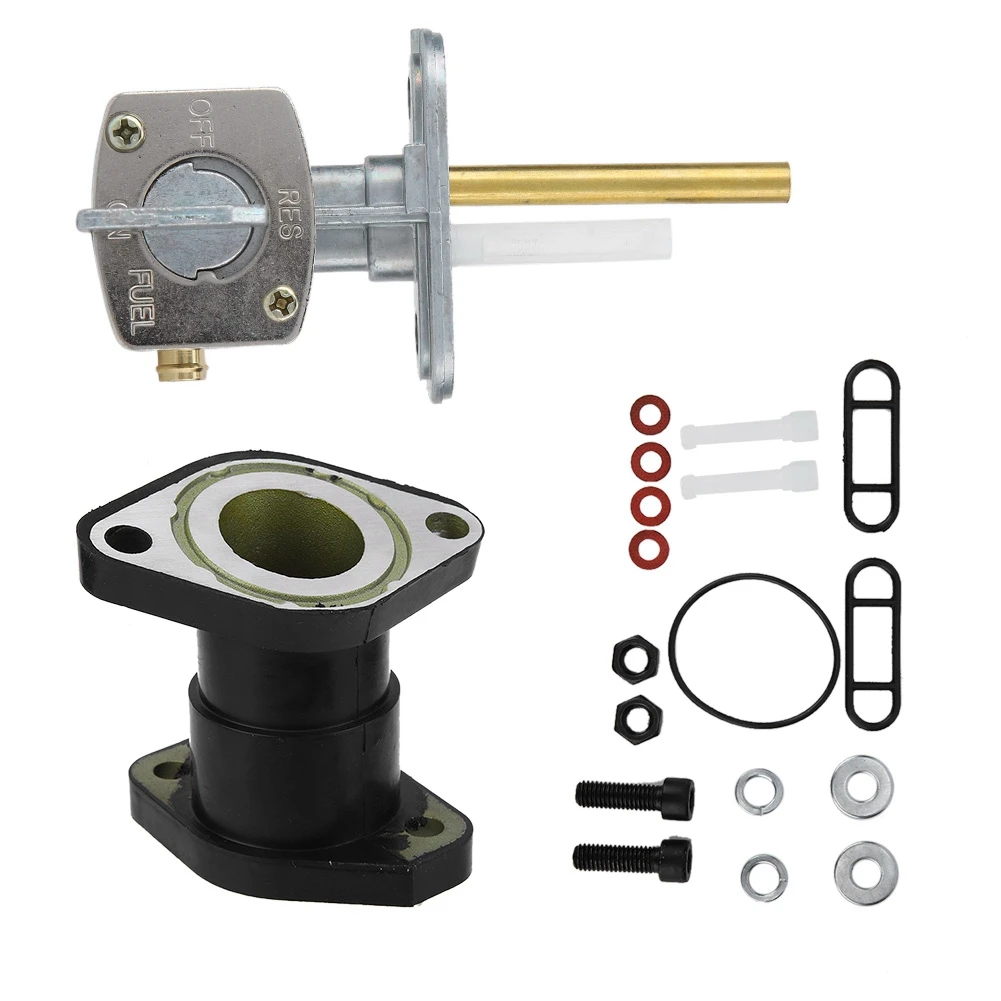 

2pcs/Set Carburetor Intake Manifold Fuel Valve Switch Fit for Yamaha Big Bear 350 YFM350 1987-1999 Aluminum + Rubber