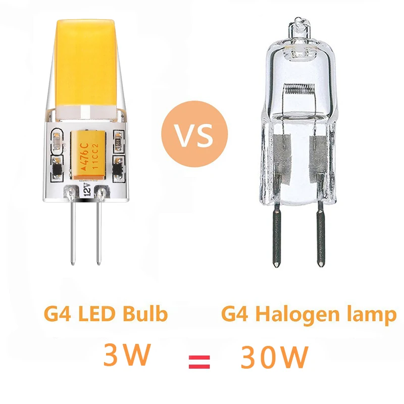 6 шт./лот G4 Светодиодная лампа 12 В AC DC 3W COB LED Light 360 Угол луча без мерцания теплый