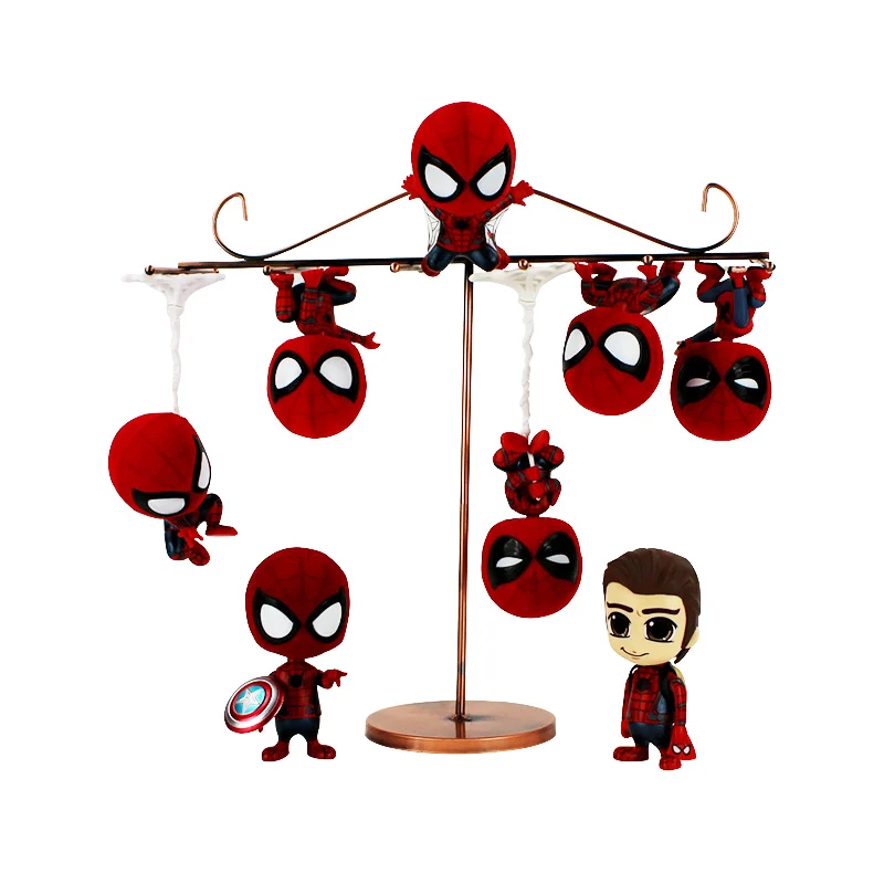 8 стилей супер герой Человек-паук Q версия мини ПВХ Фигурки игрушки человек паук брелок автомобиль украшение дома кукла