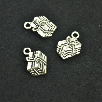 

Free Shippin 25 pcs 16*12 mm antique silver Alloy Gift box charms Pendant Jewelry Findings 3317A