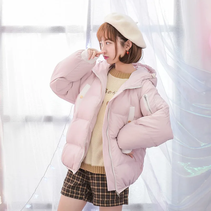 Mori Girl 2016 Winter Women Short Down Clothes Coat Hooded Long Sleeve Loose Warm Fashion Down