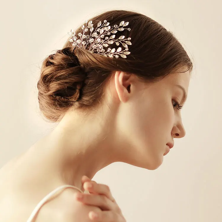 Свадебная Золотая расческа для волос аксессуары кристалл свадебная бижутерия