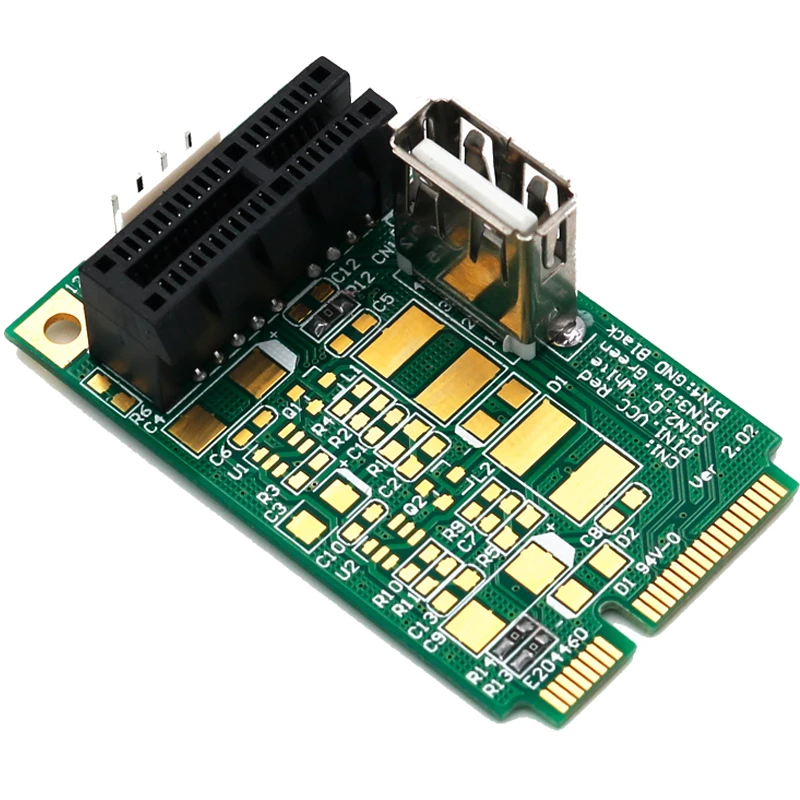 Mini PCI E для pci Express 1X с адаптером USB Riser Card 4Pin вход питания Поддержка USB 2,0 передача данных до 480 Мбит/с