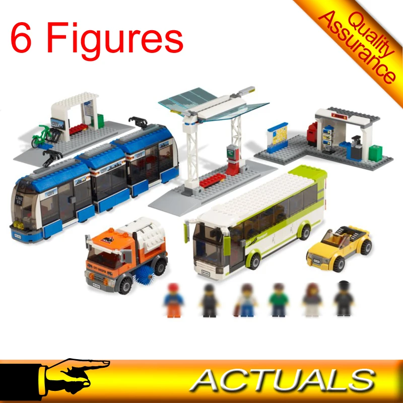 

02023 City Series Compatible 8404 Bus Train Car Model Bricks Gifts Public Transport Station Building Blocks Toy