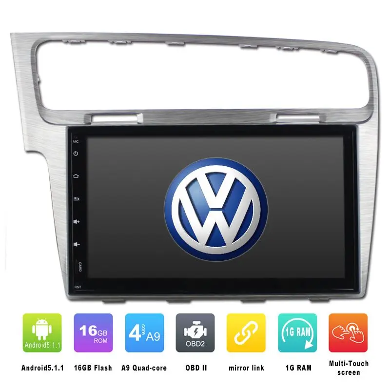 

Quad Core 1024*600 Android 5.1 Car DVD GPS Navigation Player Car Stereo for VW New Golf 7 2013-2015 Bluetooth Wifi/3G