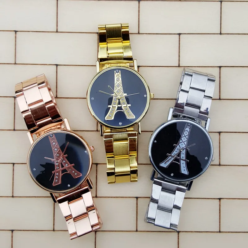 2016 New Luxurious Eiffel Tower Metal Watch,3 Colors Tower Dial With
