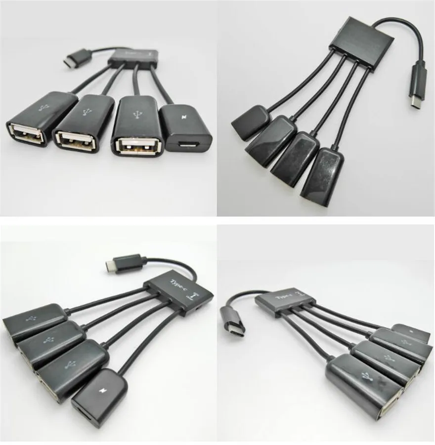 100 шт. Тип USB C 3 1 micro usb OTG концентратор кабель разъем сплиттер 4 порта Micro зарядное