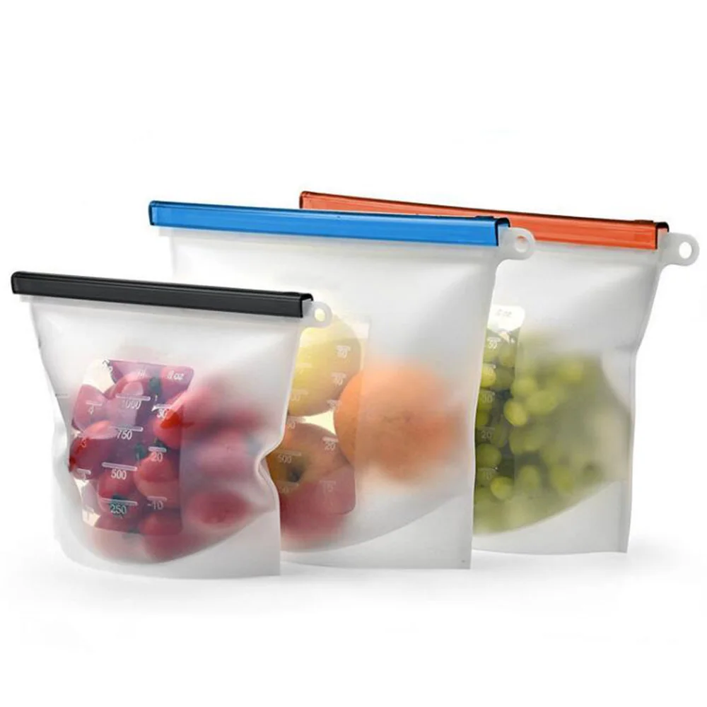 Reusable Silicone Vacuum Seal Food Fresh Bag Fruit Meat Milk Storage