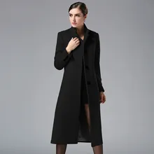 Black/Green/Red/Gray Long Wool Coat Fashion Elegant Wide-waisted Solid Color Women Jacket Coat Cashmere Single Breasted Overcoat
