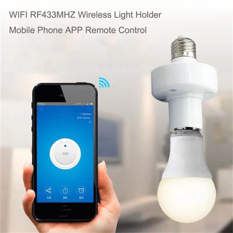 WiFi беспроводной светильник E27 светодиодный Wi-Fi светильник лампа Смарт-приложение держатель База гнездо для IOS Android пульт дистанционного управления AC100-250V