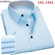 FAISIENS короткий рукав Для мужчин рубашка Большой Размеры 11XL 12XL 13XL 14XL сплошной синий розовый белый черный Slim Fit 3XL 4XL 5XL Для мужчин s Мужская классическая рубашка