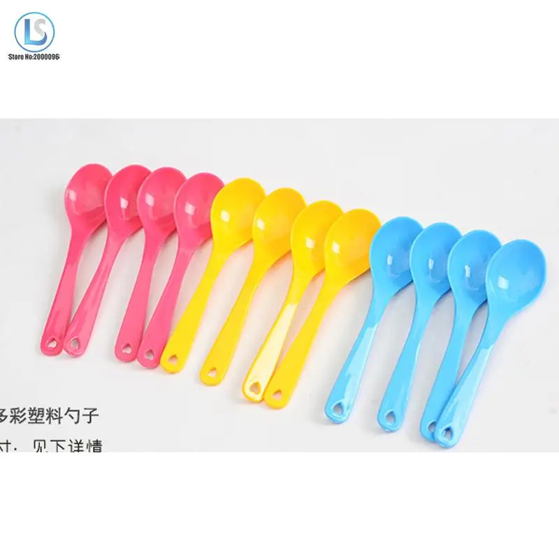 12pcs/Lot Colorful Plastic Spoons Kitchen Tableware Dessert Spoons