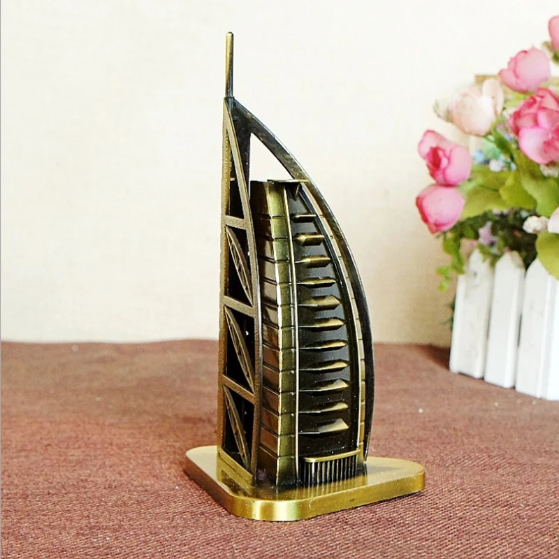 ERMAKOVA Металл Дубай Бурдж аль-арабский отель славная Арабская башня Статуэтка Модель домашний офис настольные украшения подарок сувенир