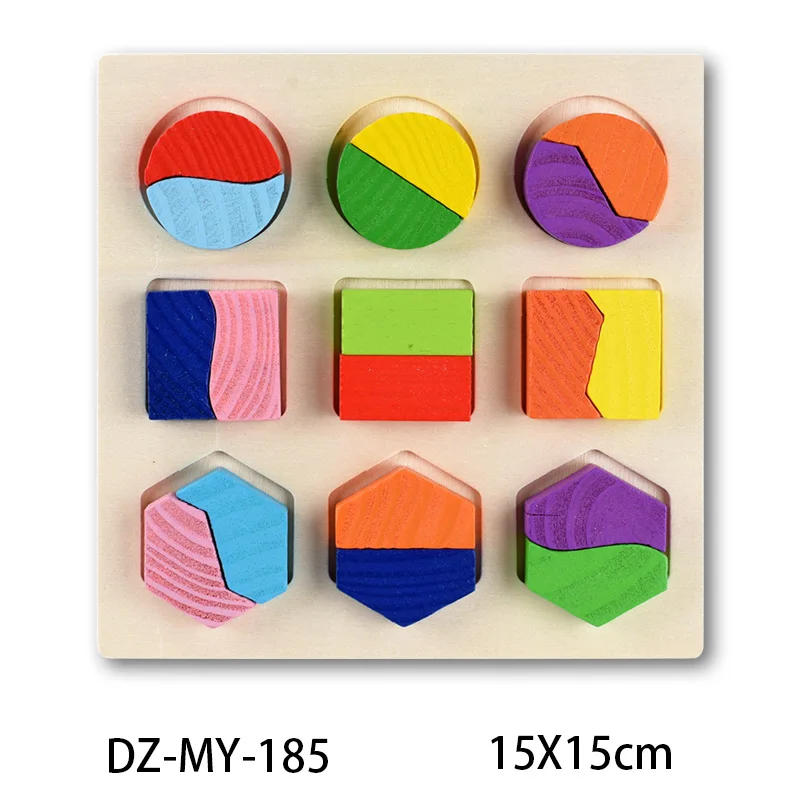 Kids 3D Wooden Puzzle Hand Grab Boards Toys Vehicle Animals Fruits Cognition Tangram Jigsaw Children Educational Montessori Toys 32